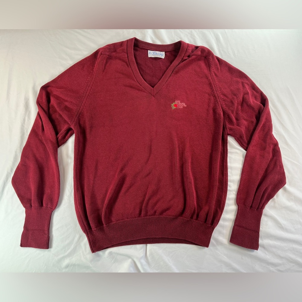 Men's Vintage Pickering Red Long Sleeve Lake Sunapee Country Club Sweater Large